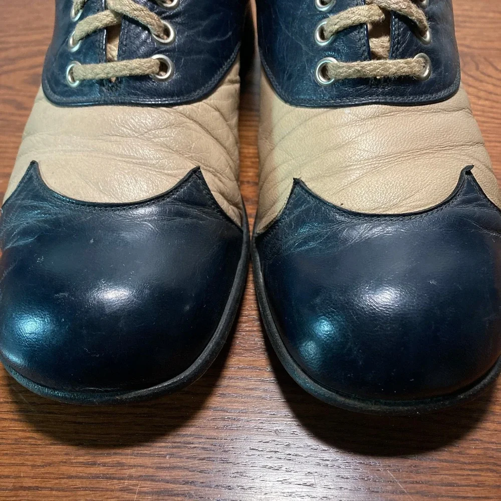 1970s Two Tone Platform Disco Italian Derbies Double Wingtip Chunky Womens 6.5 W